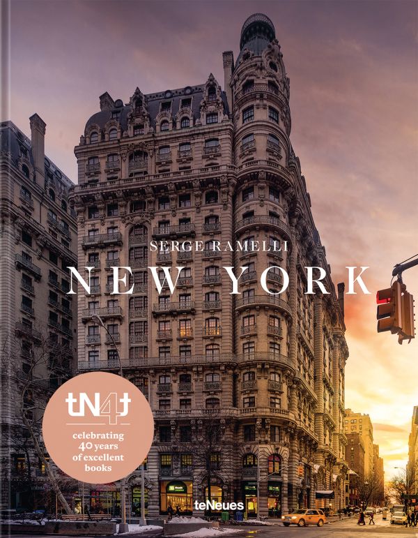 Book cover of New York, featuring The Ansonia building. Published by teNeues Books.