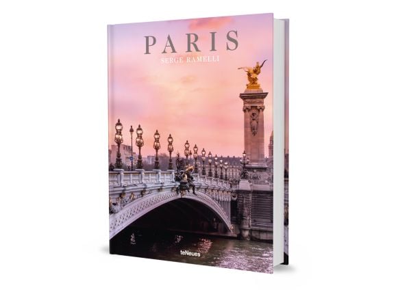 Book cover of Paris, featuring The Pont Alexandre III arch bridge over the Seine in the French city. Published by teNeues Books.