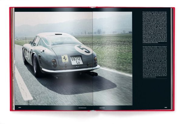 Book cover of The Ferrari Book: featuring a red Ferrari F80. Published by teNeues Books.