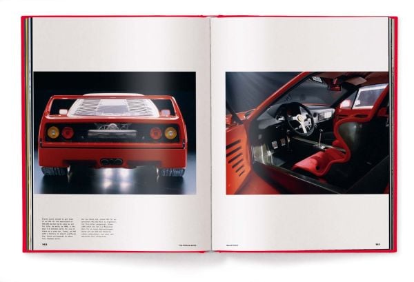 Book cover of The Ferrari Book: featuring a red Ferrari F80. Published by teNeues Books.