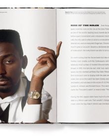 Book cover of Million Dollar Hip Hop Watches; featuring a luxury watch on a tattooed wrist. Published by teNeues Books.