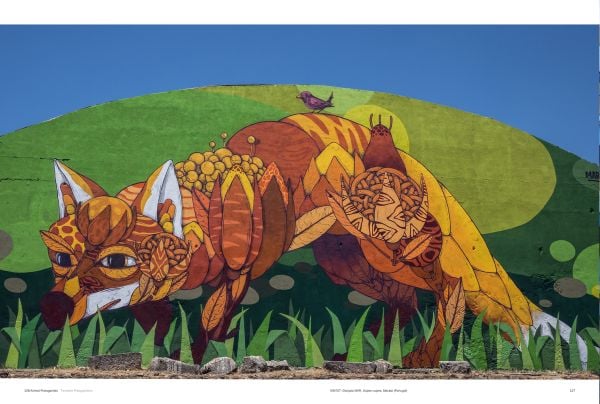 Book cover of Masters of Street Art: Art Without A Frame; featuring a large artwork of rabbit on corner of building. Published by teNeues Books.