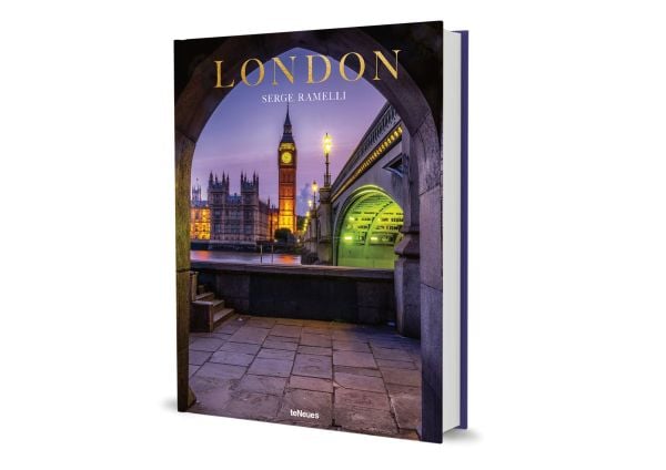 Book cover cover London; featuring the Elizabeth Tower illuminated. Published by teNeues Books.