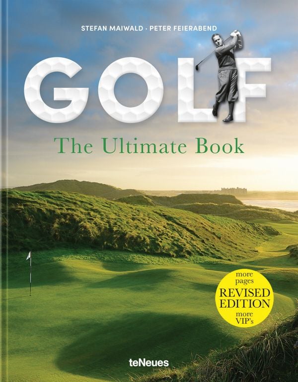 Book cover of Golf – The Ultimate Book; featuring a green golf course. Published by teNeues Books.