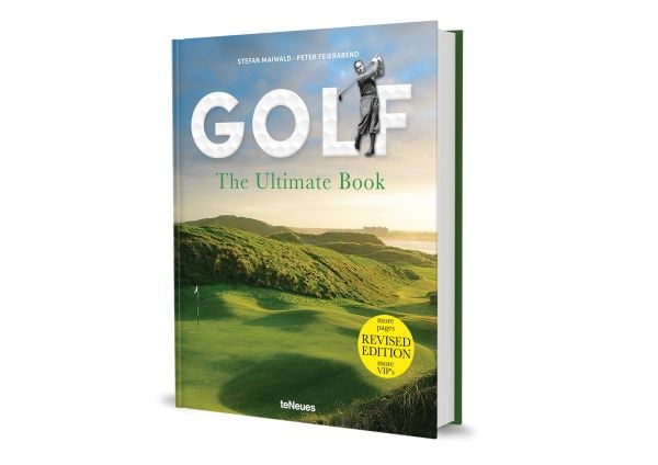 Book cover of Golf – The Ultimate Book; featuring a green golf course. Published by teNeues Books.