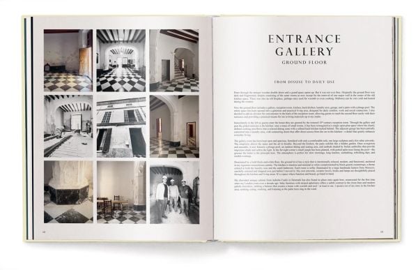 Book cover of Creating a New Home in Mallorca; featuring a hallway with a grand arch, and black and white floor tiles. Published by teNeues Books.