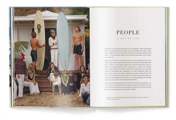 Book cover of The Stylish Life: Surfing; featuring a group of surfers sitting on a white car on the beach. Published by teNeues Books.