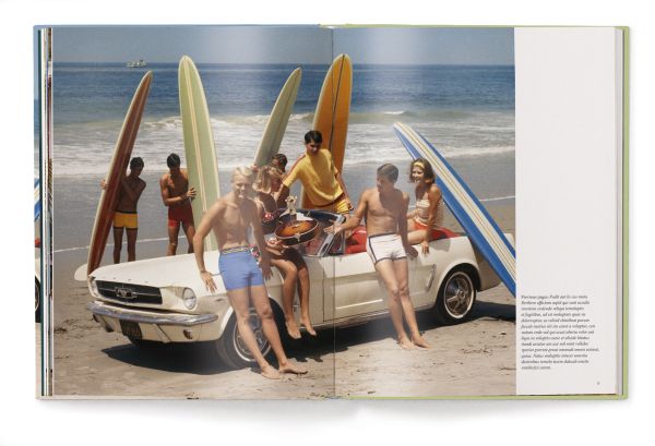 Book cover of The Stylish Life: Surfing; featuring a group of surfers sitting on a white car on the beach. Published by teNeues Books.