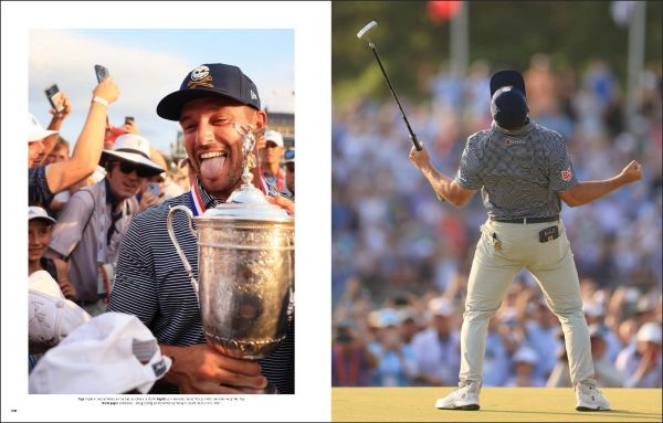 Book cover of GOLF: A Tribute to Golf’s Finest Destinations, Gear, and Icons; with a golfer about to take a shot. Published by teNeues Books.