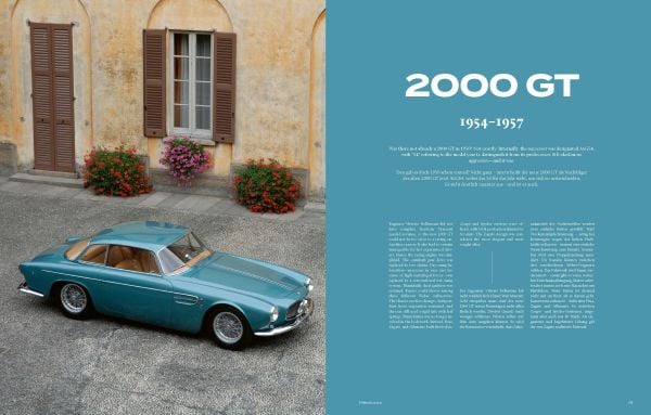 Book cover of The Maserati Book; featuring a car with vertical doors. Published by teNeues Books.