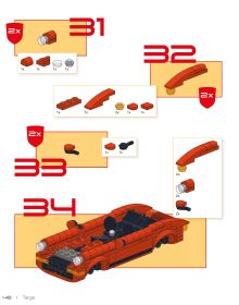 Side profile of three Porsche LEGO models in red, black and white, on cover of 'Porsche 911, Legends Made of LEGO®', by HEEL.