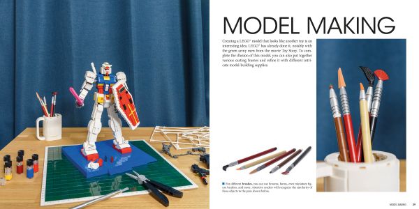 LEGO built models: Rubik's cube, Nintendo, drill, digital clock, on cover of 'Iconic Objects Made From LEGO® Bricks', by HEEL.