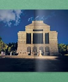 Art catalogue cover of Robert Janitz: Anahuacalli, with capitalised, shiny green font. Published by Verlag Kettler.