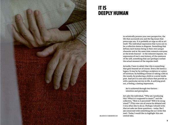 Book cover of Deeply Human: Global Queer Photography, with the back a male wearing a white flower headpiece. Published Verlag Kettler.