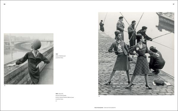 Book cover of Rico Puhlmann: Fashion Photography 50s–90s; featuring a model dressed in black. Published by Verlag Kettler.