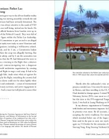 Book cover of Monarchy, Revolution and Refugees: Laos - Thailand - Argentina - Kampuchea, with a group of males sitting on straw bales, some smoking and drinking. Published by River Books.