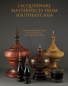 Book cover of Lacquerware Masterpieces from Southeast Asia, featuring Asian lacquerware vessels. Published by River Books.