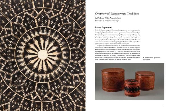 Book cover of Lacquerware Masterpieces from Southeast Asia, featuring Asian lacquerware vessels. Published by River Books.