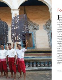 Book cover of A Life in Shadows: Shadow theatre in South East Asia: with four silhouettes of figures holding up decorative shapes. Published by River Books.
