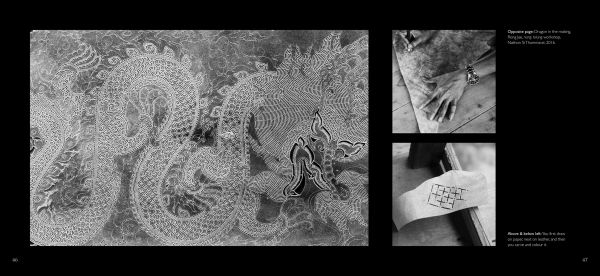 Book cover of A Life in Shadows: Shadow theatre in South East Asia: with four silhouettes of figures holding up decorative shapes. Published by River Books.