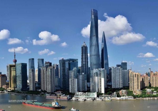 Book cover of Little Known Facts: Shanghai Tower, with Chinese cityscape with high rise buildings. Published by Tongji University Press.
