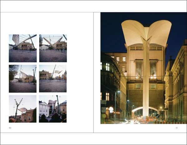 Book cover of Architect Sverre Fehn: Intuition – Reflection – Construction; featuring inside of building with a large column. Published by National Museum, Oslo.