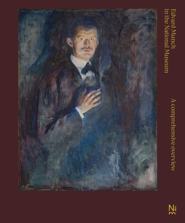 Book cover of Edvard Munch in The National Museum: A Comprehensive Overview; featuring a portrait painting. Published by National Museum, Oslo.