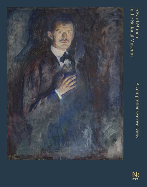 Book cover of Edvard Munch in The National Museum: A Comprehensive Overview; featuring a portrait painting. Published by National Museum, Oslo.