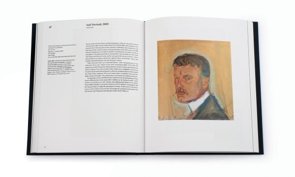 Book cover of Edvard Munch in The National Museum: A Comprehensive Overview; featuring a portrait painting. Published by National Museum, Oslo.