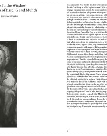 Book cover of Georg Baselitz: Feet First, featuring an upside-down painting of figures at a table. Published by MUNCH.