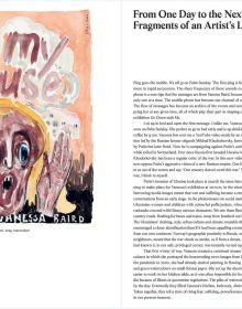 Book cover of Vanessa Baird: Go Down with Me, featuring a painting of figure standing in front of another person in bed. Published by MUNCH.