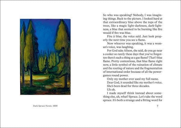 Book cover of So in the Spruce Forest, featuring a painting of a green forest. Published by MUNCH.