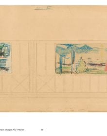 Book cover of Edvard Munch and the Chocolate Factory; featuring a painting of two figures watering a garden. Published by MUNCH.