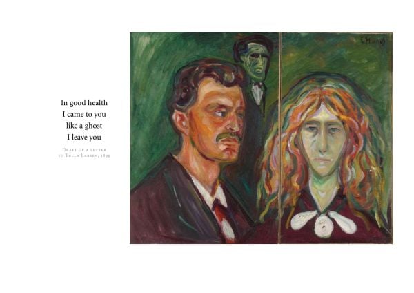 Book cover of Like a Ghost I Leave You: Quotes by Edvard Munch, with an image of the artist looking to his left. Published by MUNCH.