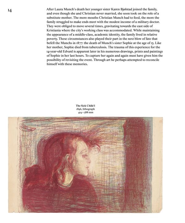 Book cover of Nikita Mathias's, Edvard Munch: Life Expressions, featuring detail of a landscape painting with a large dark blue shape to foreground. Published by MUNCH.