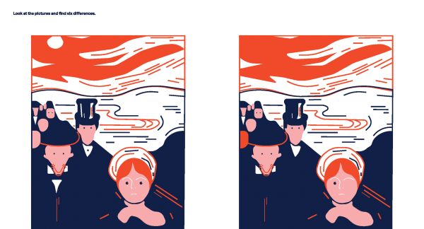 Book cover of Dominika Lipniewska's, Just Like Munch! with coloured shapes: red head, pink pencil. Published by MUNCH.