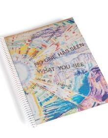 Book cover of No One Has Seen What You See, with a colourful sunset drawing. Published by MUNCH.