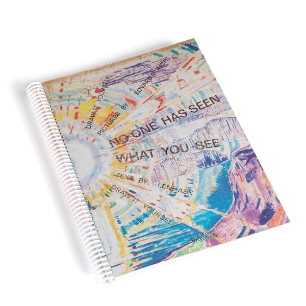 Book cover of No One Has Seen What You See, with a colorful sunset drawing. Published by MUNCH.