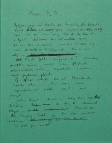 Green book of only an instant, with hand-written text to front. Published by MUNCH.