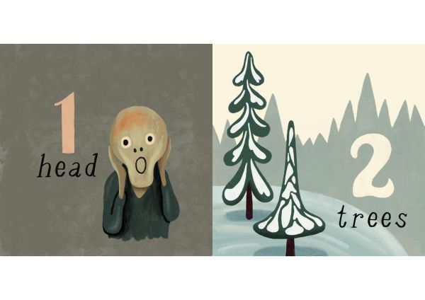 Book cover from a box set of Ingela P Arrhenius's, My First Books: Inspired by Edvard Munch, with a figure from a painting titled 'The Scream'. Published by MUNCH.