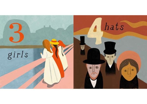 Book cover from a box set of Ingela P Arrhenius's, My First Books: Inspired by Edvard Munch, with a figure from a painting titled 'The Scream'. Published by MUNCH.