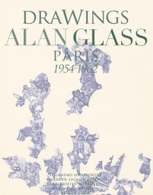 Book cover of Drawings Alan Glass: Paris 1954-1962, with blue ballpoint pen ink drawings of surrealist figures. Published by Ediciones El Viso.