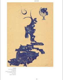 Book cover of Drawings Alan Glass: Paris 1954-1962, with blue ballpoint pen ink drawings of surrealist figures. Published by Ediciones El Viso.