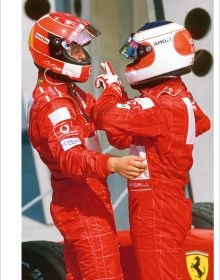 Book cover of Formula 1 - The Art Dimension; with a red F1 Ferrari. Published by Helmin & Sorgenfri.