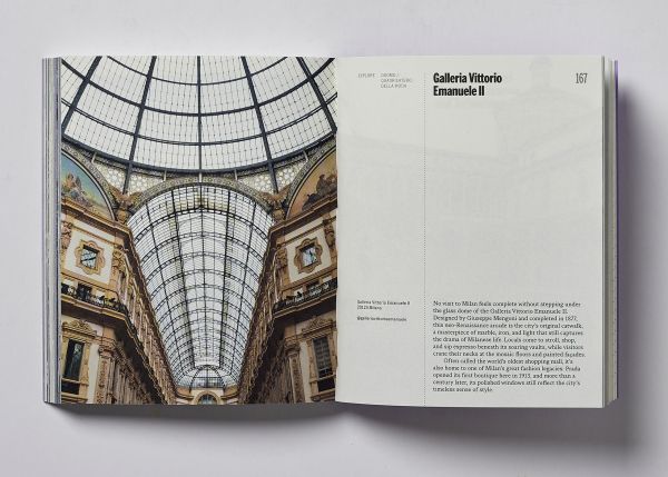 Book cover of Milan; featuring a large, arched stone gate. Published by Helmin & Sorgenfri.