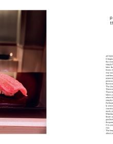 Book cover of Sushi; illustrated with a knife, chop-sticks and a fish. Published by Helmin Publishing.