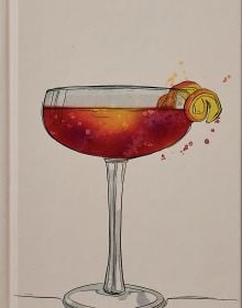Book cover of Vermouth: A Classic Revival; featuring a cocktail, with an olive on a stick. Published by Helmin & Sorgenfri.