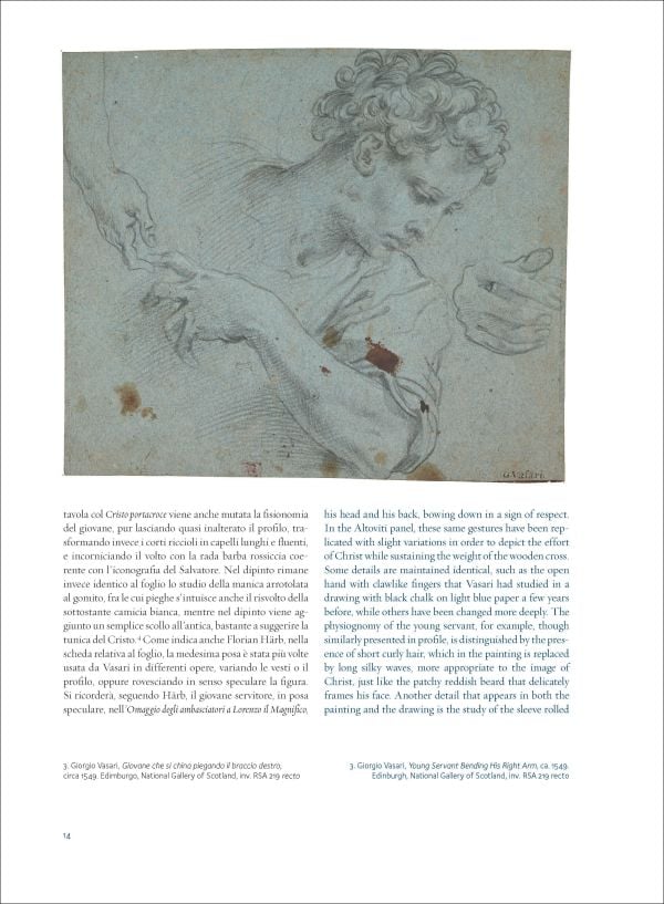 Book cover of Vasari for Bindo Altoviti: Christ Carrying the Cross; featuring a close up of painting of Christ Carrying the Cross. Published by Officina Libraria.