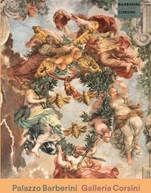 Book cover of 100 Masterpieces of National Galleries Barberini and Corsini, with ceiling fresco. Published by Officina Libraria.