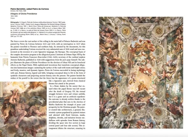 Book cover of 100 Masterpieces of National Galleries Barberini and Corsini, with ceiling fresco. Published by Officina Libraria.